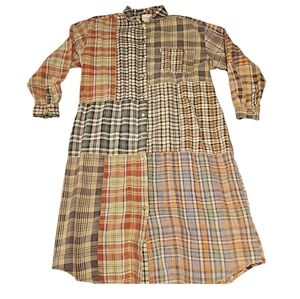 Vintage Sundance X Citron Santa Monica Women’s Flannel Patch Shirtdress Size MED